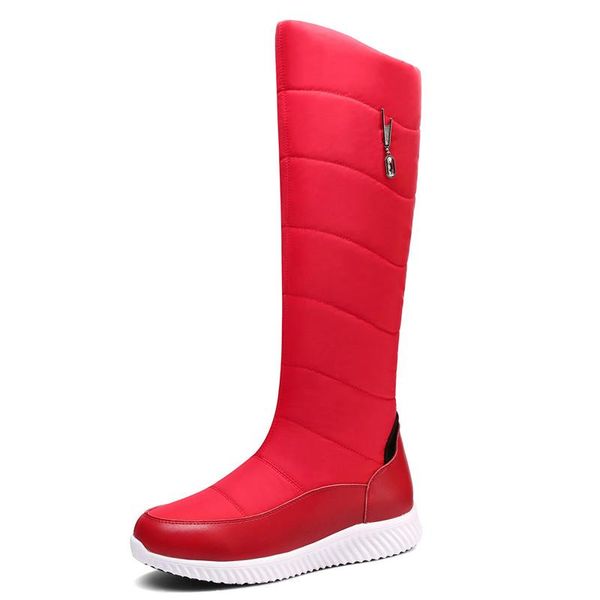 

boots fanyuan size 35-44 nature genuine leather snow winter warm knee high women platform wedges heels shoes, Black