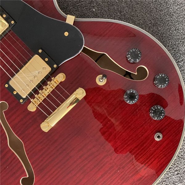 

electric guitar red jazz gutiar, semi hollow body jazz guitar,brown