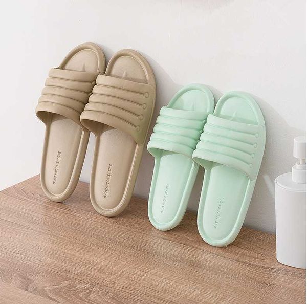 

eva soft home flip flops comfortable flat slides non-slip silent indoor family shower slippers, Black