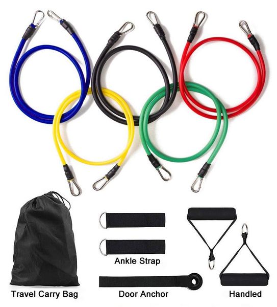 

resistance bands 11pcs/set latex training exercise yoga tubes pull rope rubber expander elastic fitness equipment