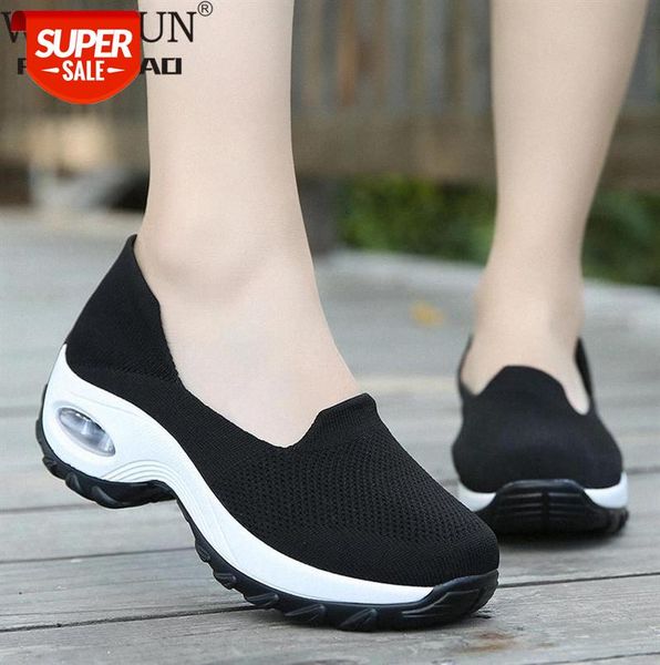 

wdhkun 2020 womens flats slip on shoes for women sock sneakers platform comfortable soft ladies spring #764k