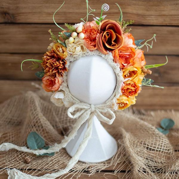 

caps & hats born flower hat pography props retro knitted baby garden po, Yellow