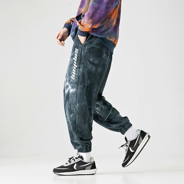 

men's pants 2021 autumn sports tie-dye hip-hop street waistband casual men, Black