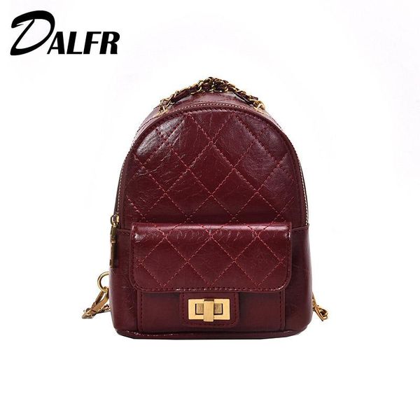 

outdoor bags dalfr women backpacks 2021 fashion pu leather quilted bag youth girls casual mini backpack diamond lattice travel