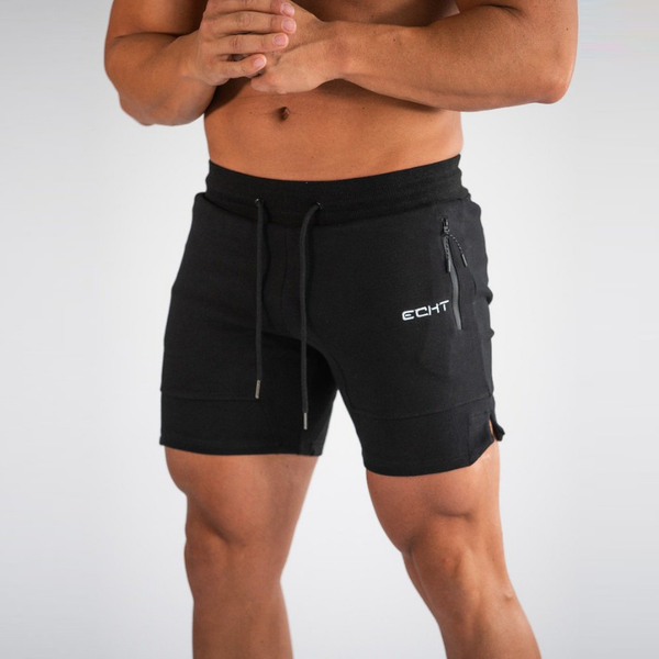 

men shorts double layer running gym fitness training quick dry beach short pants male summer sports workout bottoms clothing, Black