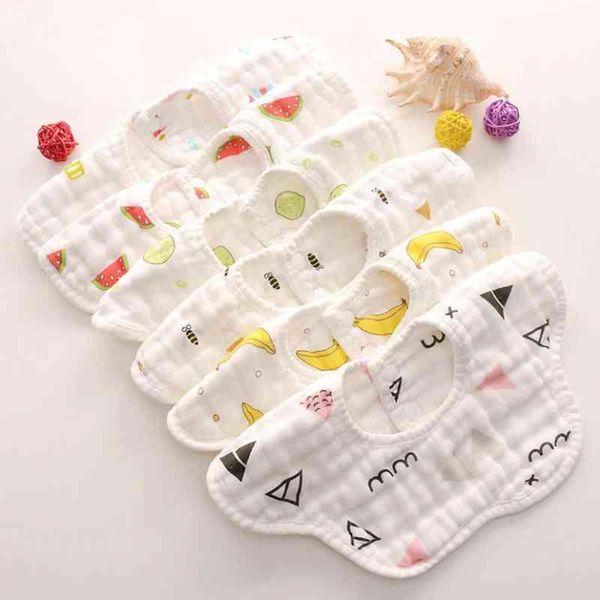 

bibs & burp cloths 8 layers gauze cotton baby 360 degree rotating cute infant bandana cloth cartoon soft born saliva towel