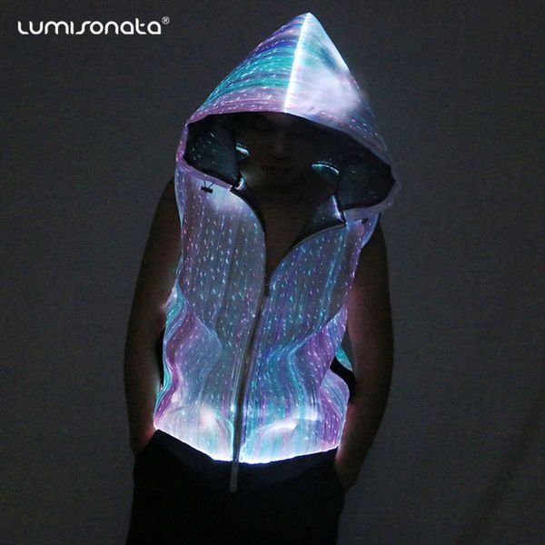 

luminous sweater luminous coat optical fiber performance clothing nightclub disco led, Black;brown