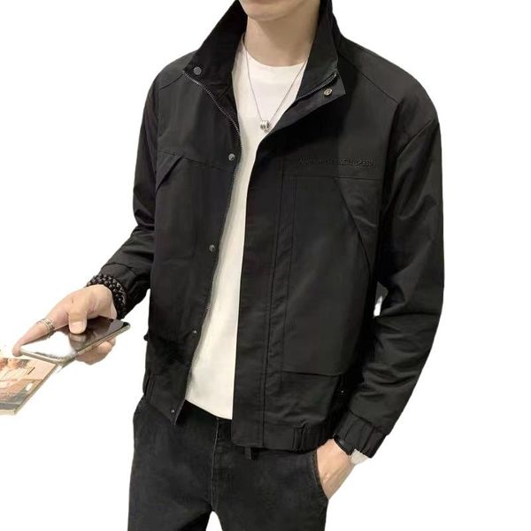 

men's jackets autumn spring and jacket trend stand collar personality fashion clothing, Black;brown