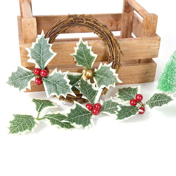 

decorative flowers & wreaths 5/10pcs artificial leaves red/gold foam berry branches leaf fake plant for year christmas party home decor diy