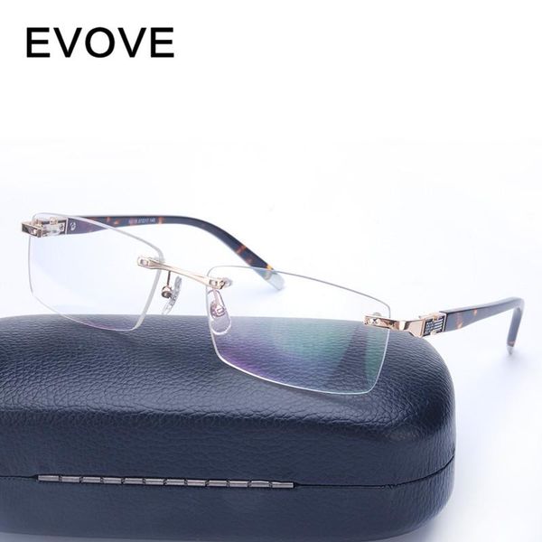 

fashion sunglasses frames evove rimless glasses men eyeglasses for man gold spectacles prescription myopia diopter lenses eyeglass frameless, Black