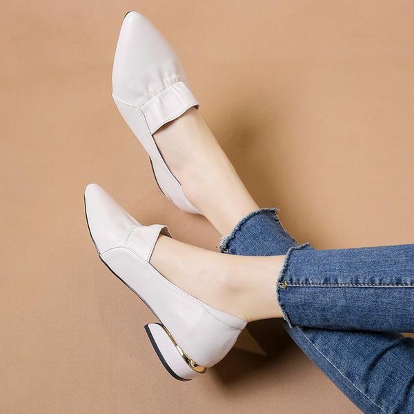 

dress shoes black red beige low heels women pu leather shallow pumps summer elegant metal heel thick 3 cm zapatos mujer