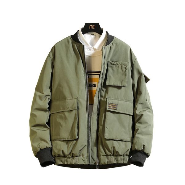 

downs thick warm parka hip hop streetwear men winter jacket coat military cargo mens overcoat drop, Black