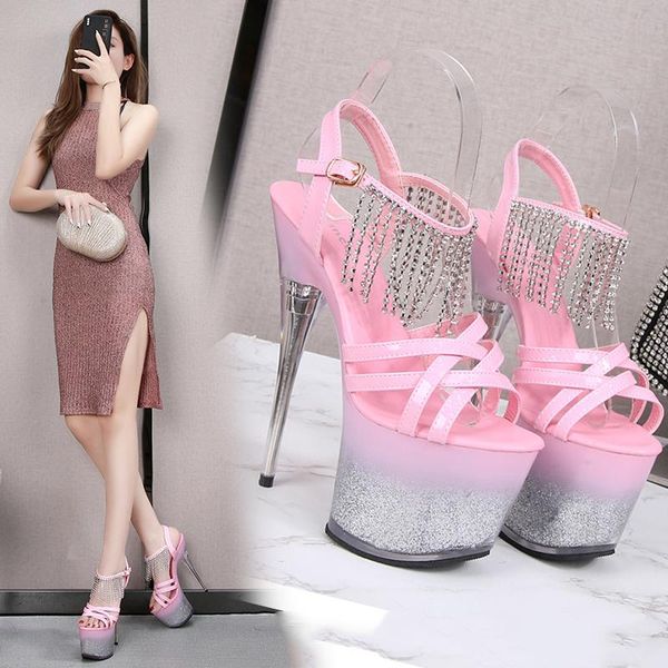 

sandals ladies large size 34-43 platform high heels model pole dancing show party bridal car shoes, Black