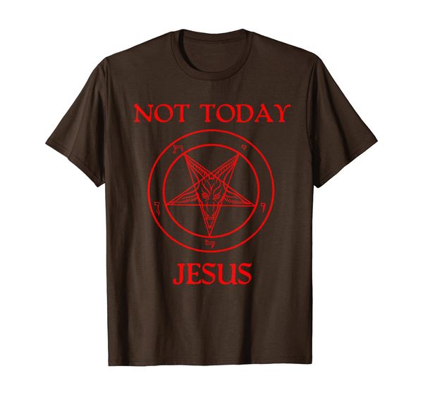 

not today jesus baphomet sigil satan satanism atheist humor t-shirt, White;black
