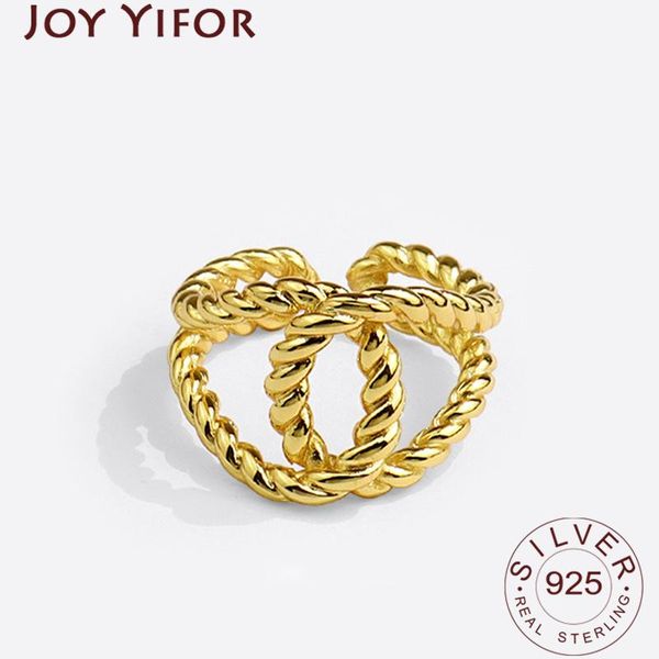 

cluster rings 925 sterling silver smooth interwear for women gold color jewelry beautiful finger open party birthday gift, Golden;silver