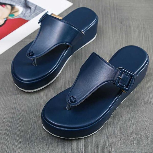 

fashion casual pinch toe platforms slippers female shoes non-slip breathable summer women's footwear platform flip flops qq481 210625, Black