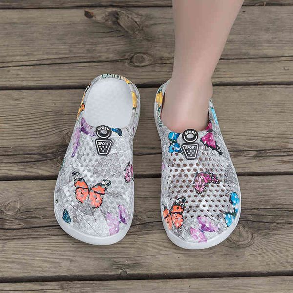 

slippers women sandals fashion breathable shoes clogs ladies beach hollow out casual outdoor waterproof flats by7n, Black