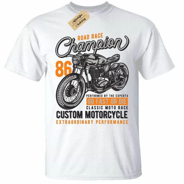 

straÃe rennen champion t-shirt herren custom motorcycle biker kleidung top, White;black