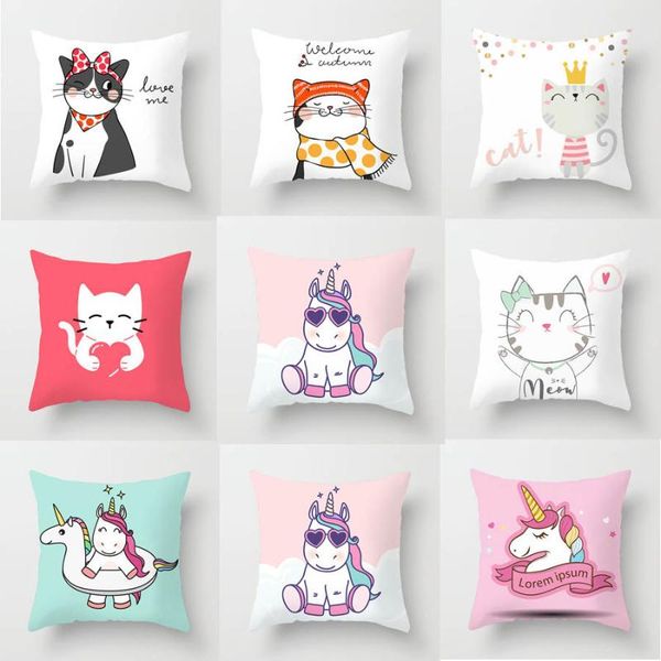 

cushion/decorative pillow cute cartoon cushion cover elephant cat decorative pillowcase giraffe throw case for sofa funda cojin kussenhoes