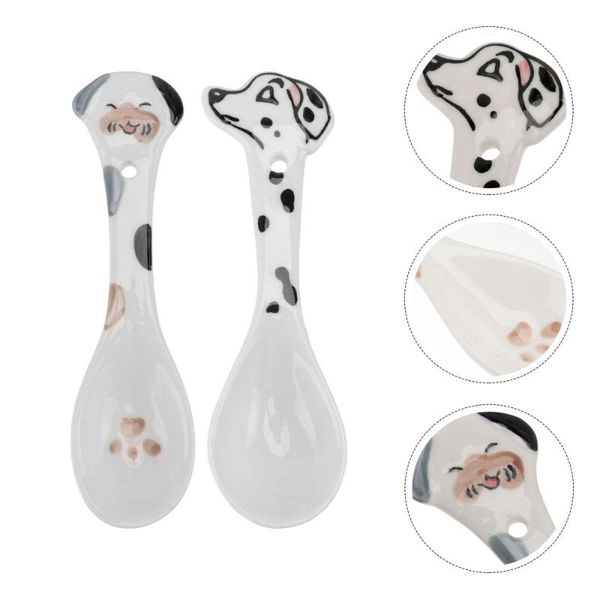 

mugs 2pcs dog feeding spoons ceramic food scoops household mixing pet supplies