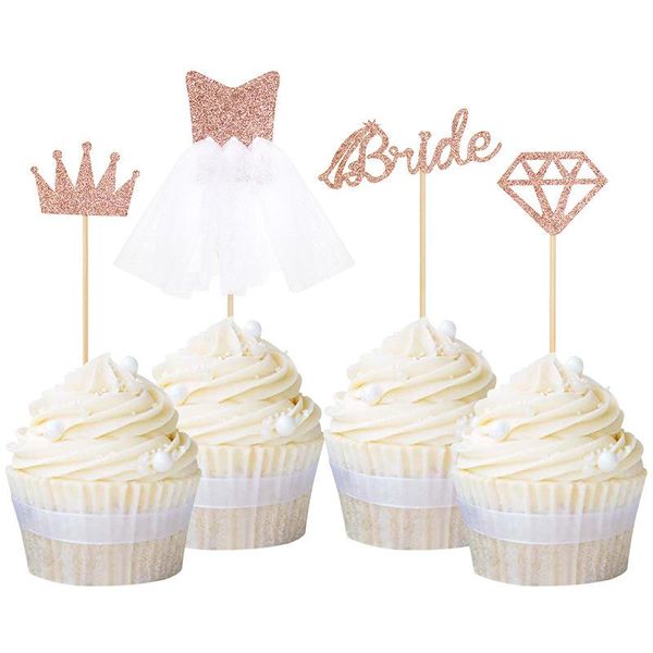 

other event & party supplies 50pcs/set rose gold bride to be diamond wedding dress cupcake cake ers bridal shower bachelorette diy decor