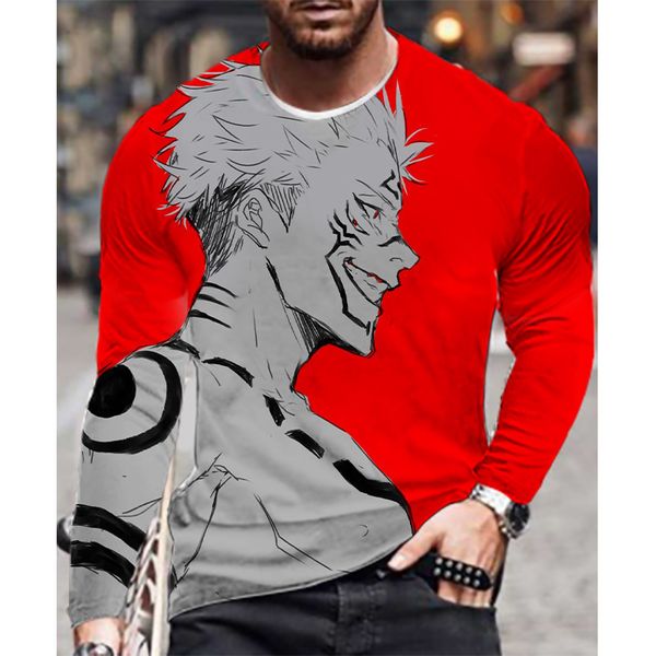 

jujutsu kaisen nine tails pattern men's 3d printed t-shirt visual impact party round neck long sleeve designer plus size printed daily, White;black