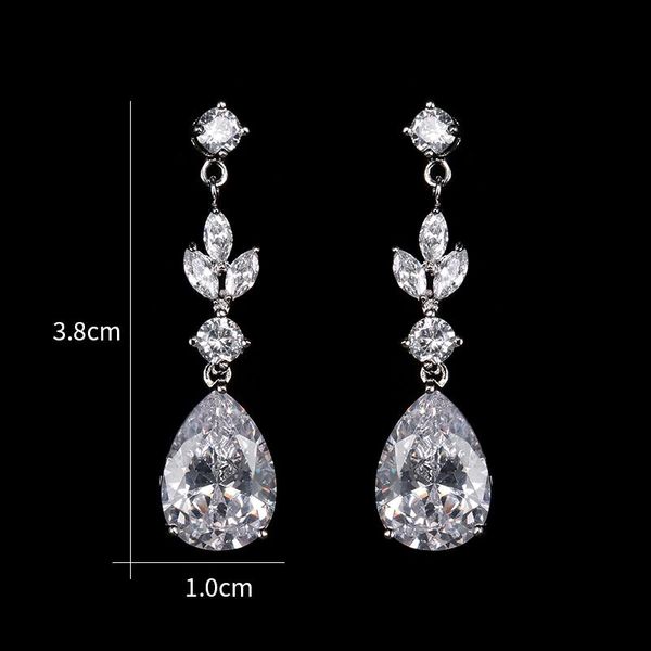 

stud weimanjingdian arrival white gold color plated cubic zirconia crystal cz zircon post or screw style earrings for women bride, Golden;silver