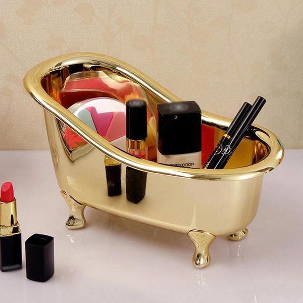 

storage boxes & bins mini bathtub soap jewelry box makeup organizer container desksundry case gold silver sundries