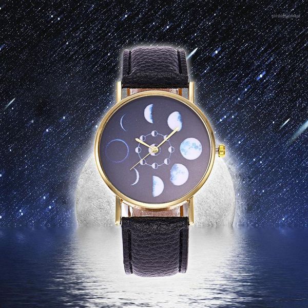 

wristwatches fashion casual men women elegant charming moon phase series bracelet personality quartz watch, Slivery;brown
