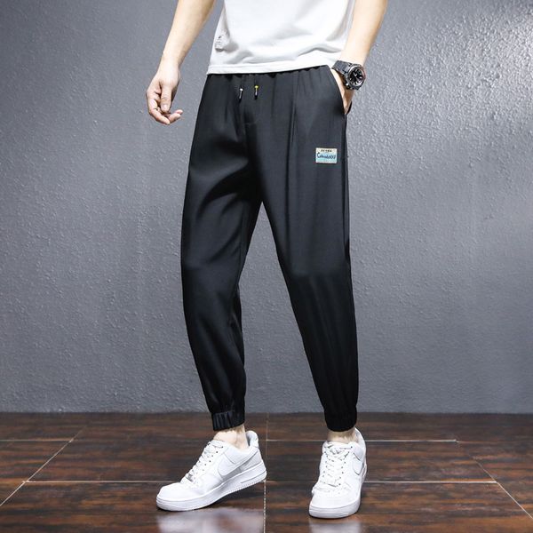 

sports oversized casual pants men's legged summer running fashion, Black