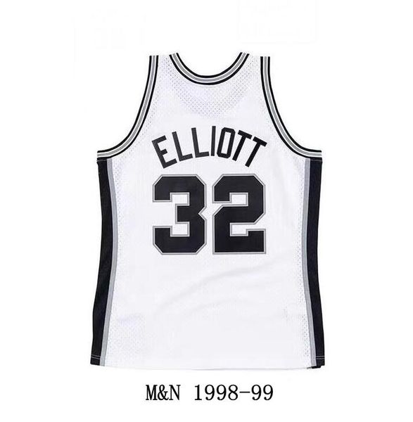 

stitched basketball jersey sean elliott mitchell and ness 1998-99 classic retro jerseys men women youth s-6xl, Black;red