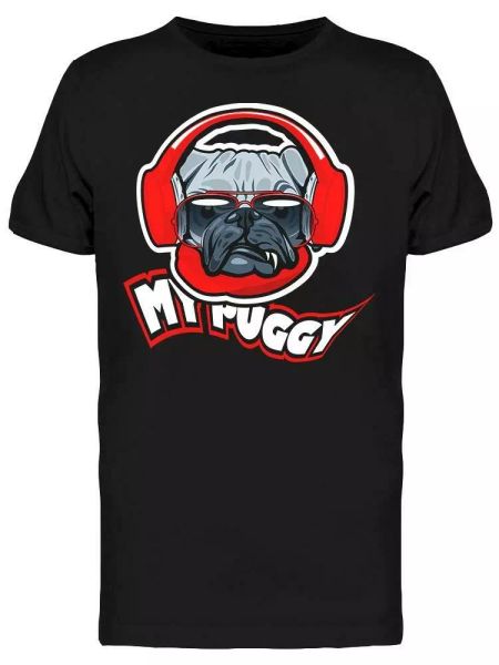 

my puggy headphones tee men's -image by shutterstock, White;black