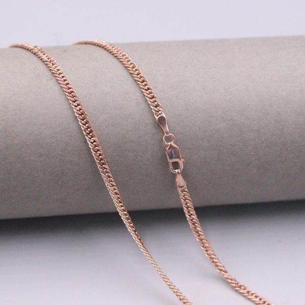 

chains au750 real 18k rose gold chain neckalce for women female 2.5mm shiny curb necklace 18'l gift, Silver