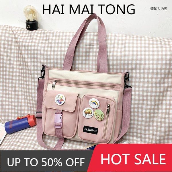 

outdoor bags japan style kawaii women shoulder waterproof nylon panelled handbag casual tote 2021 cute shopping crossbody bag for ladies