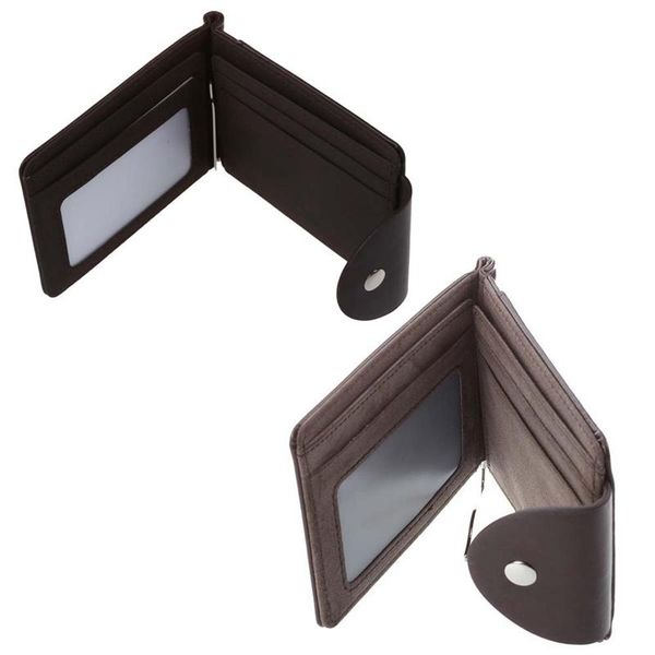 

ultra-thin slim men leather money clip wallets id holder coin purse, Red;black