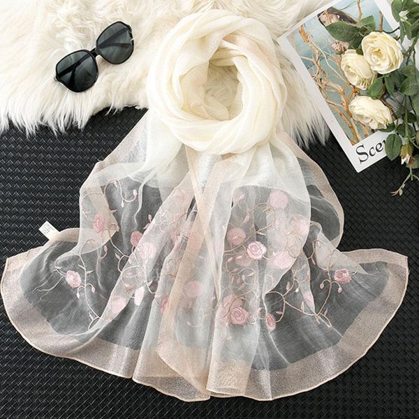 

scarves rushed 2021 women silk scarf warm wool shawls lady wraps bufanda floral pashmina embroidery foulard wholesale hijab, Blue;gray