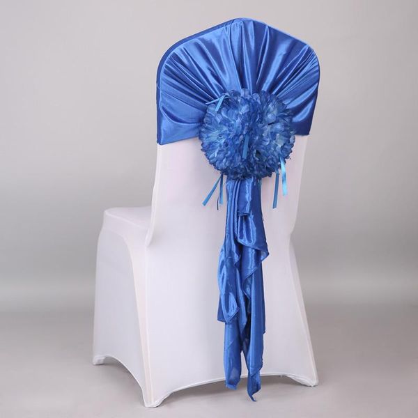 

sashes 50pcs chair bow sash stretch band for banquet el wedding cadeira bandeau de chaise mariage noeud