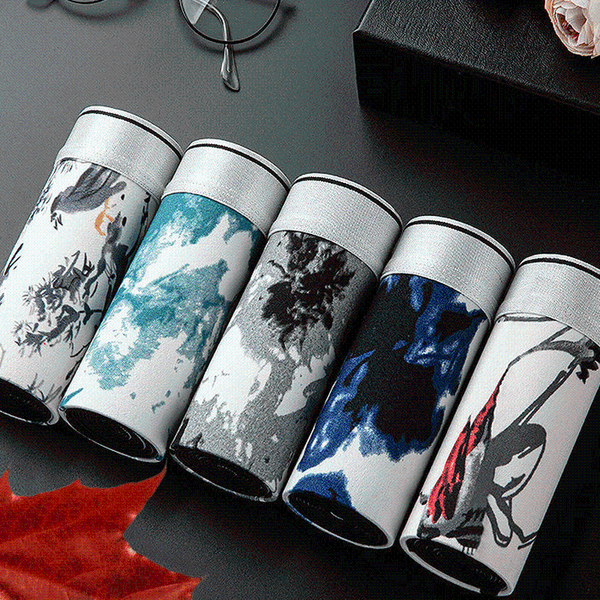 

underpants 5pcs/lot men's boxing shorts cartoon underwear boxers comfortable breathable printed sexy, Black;white