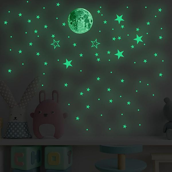 Adesivi murali 127pcs Luminoso Star Moon Adesivo decorativo fai da te Night Party Glow In Dark