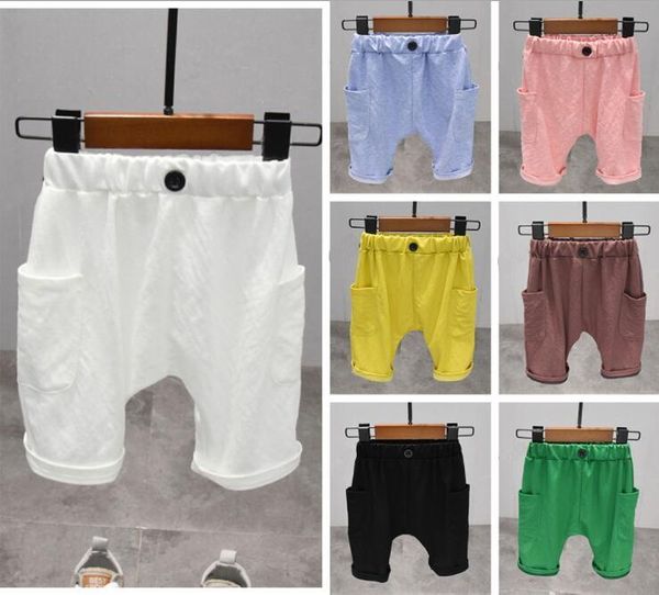 

trousers solid colors kids children pants for baby boys summer beach loose shorts size :90~130, Blue