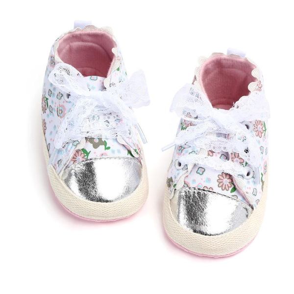 

first walkers cute flower lace baby girls shoes soft sole princess crib casual canvas