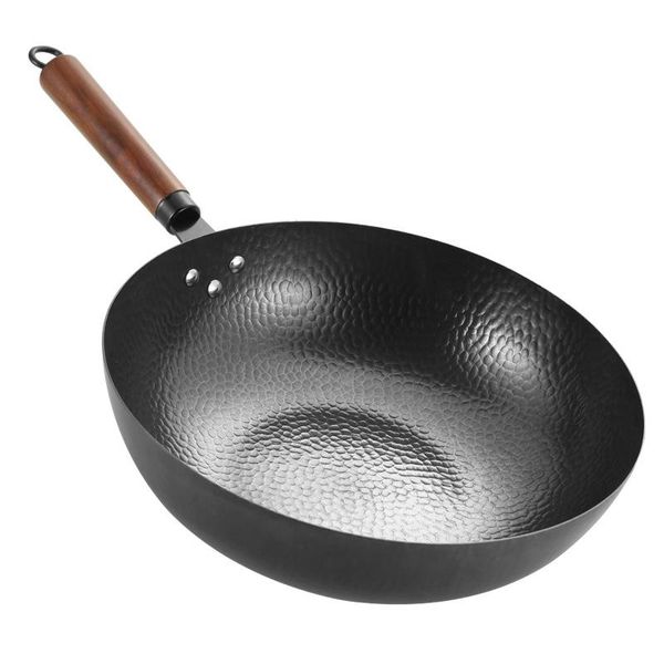 

hand-forged old wok zhangqiu flat-bottom induction cooker universal non-stick pans