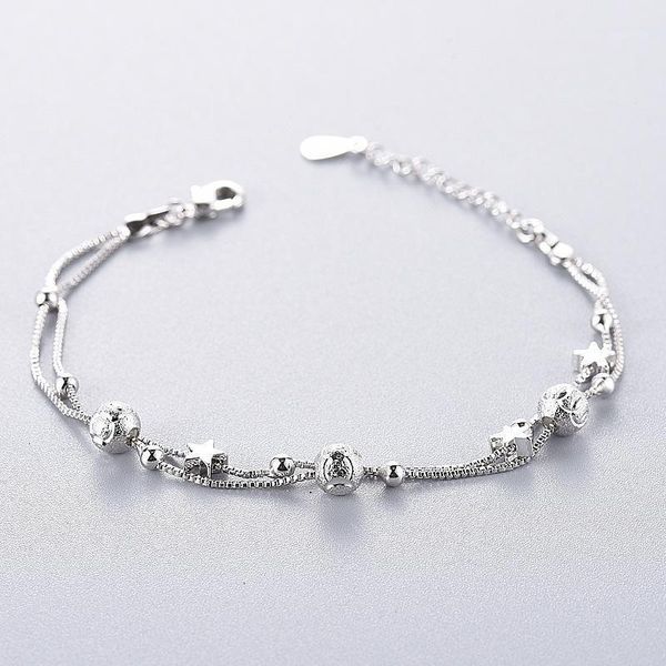 Charm-Armbänder, versilbert, Glücksarmband, Manschette, modische Kette, doppelschichtig, Stern-Nationalstil, Damen- und Mädchen-Schmuck, Geburtstagsgeschenk