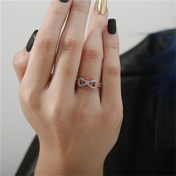 

wedding rings hollow cross design two tone love ring for women trendy jewelry dazzling cz stone large modern, Slivery;golden