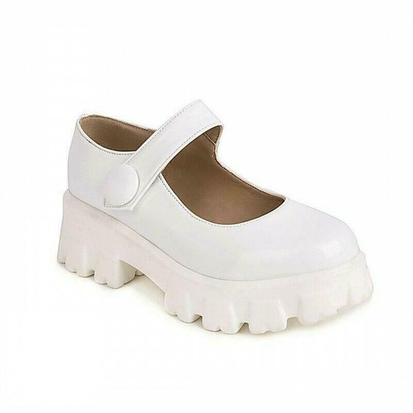 

dress shoes ladies chunky heel round toe buckle strap office work pumps mary janes female b12, Black