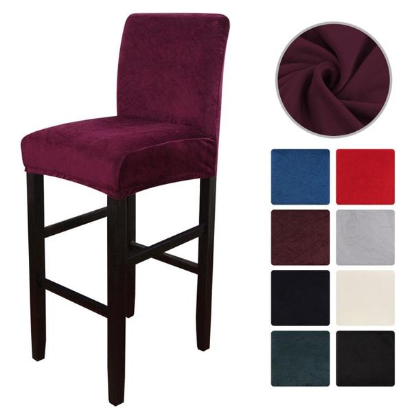 

bar chair cover velvet plush elastic high stool covers seat slipcover wedding party room banquet 1pc