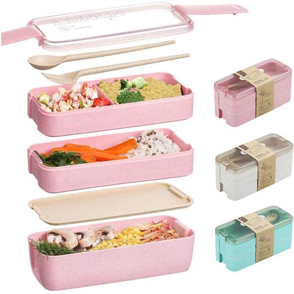 

student lunch box compartment office worker double heating dinnerware sets