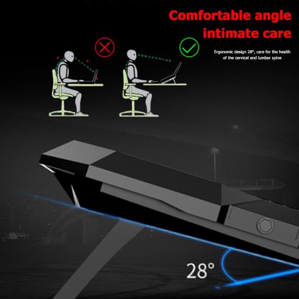 

coolcold gaming rgb lapcooler 12-17 inch led screen cooling pad notebook stand with six fan and usb ports pads