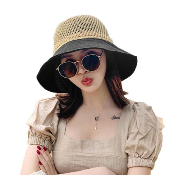 

beanie/skull caps korean version tide versatile sunshade hat sun protection system hollow out along cover face protective fisherman female, Blue;gray