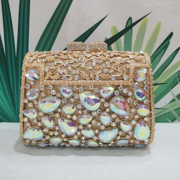 

evening bags gold color ab diamond woman's luxury crystal ladies prom wedding bridal clutches wallets party dinner lady handbags